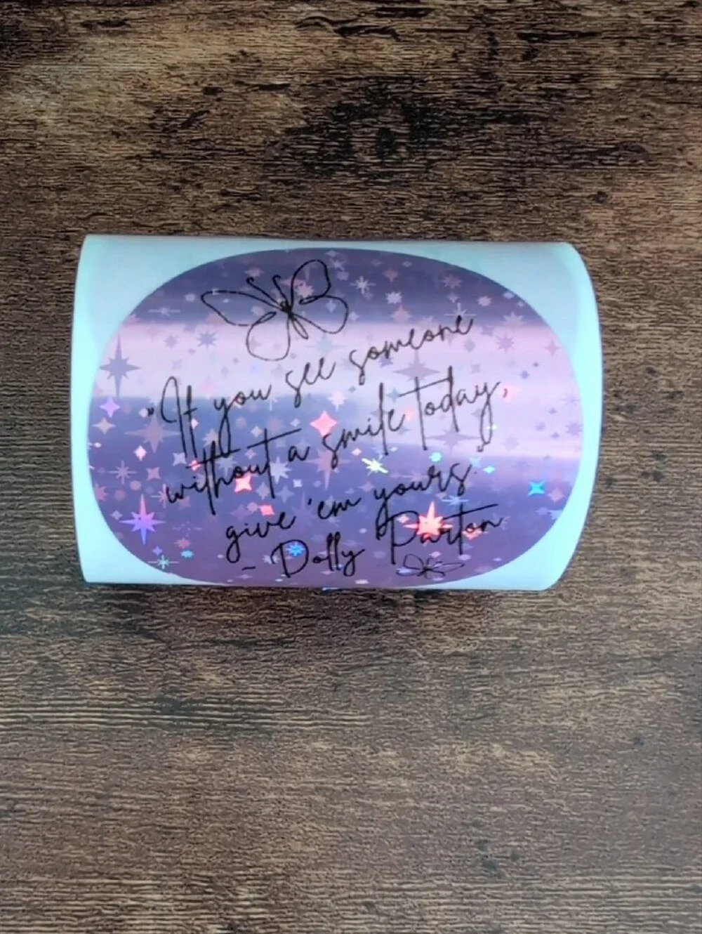 Dolly Parton Quote Inspirational Stickers Bundle of 50 Pink Holographic 2x2
